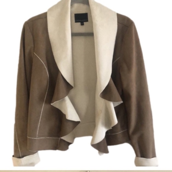Cynthia Rowley Faux Suede  Ruffle Office Jacket size medium - Picture 1 of 6